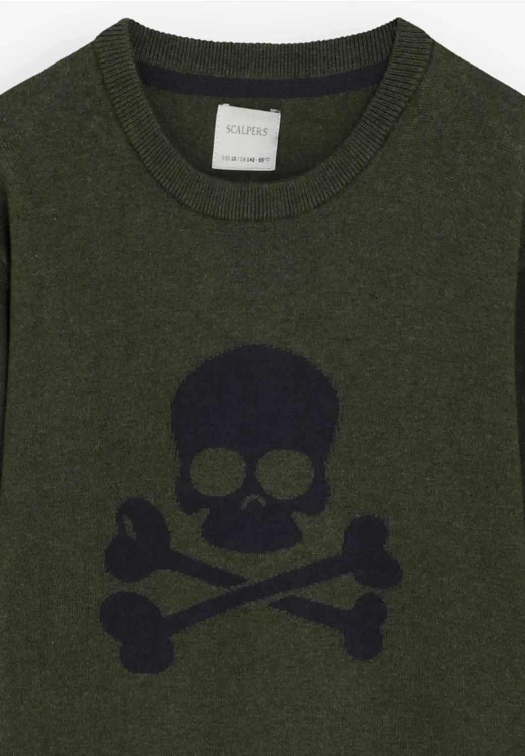 Детский джемпер Scskull с интарсией из трикотажа Scalpers, Khaki — фото 3