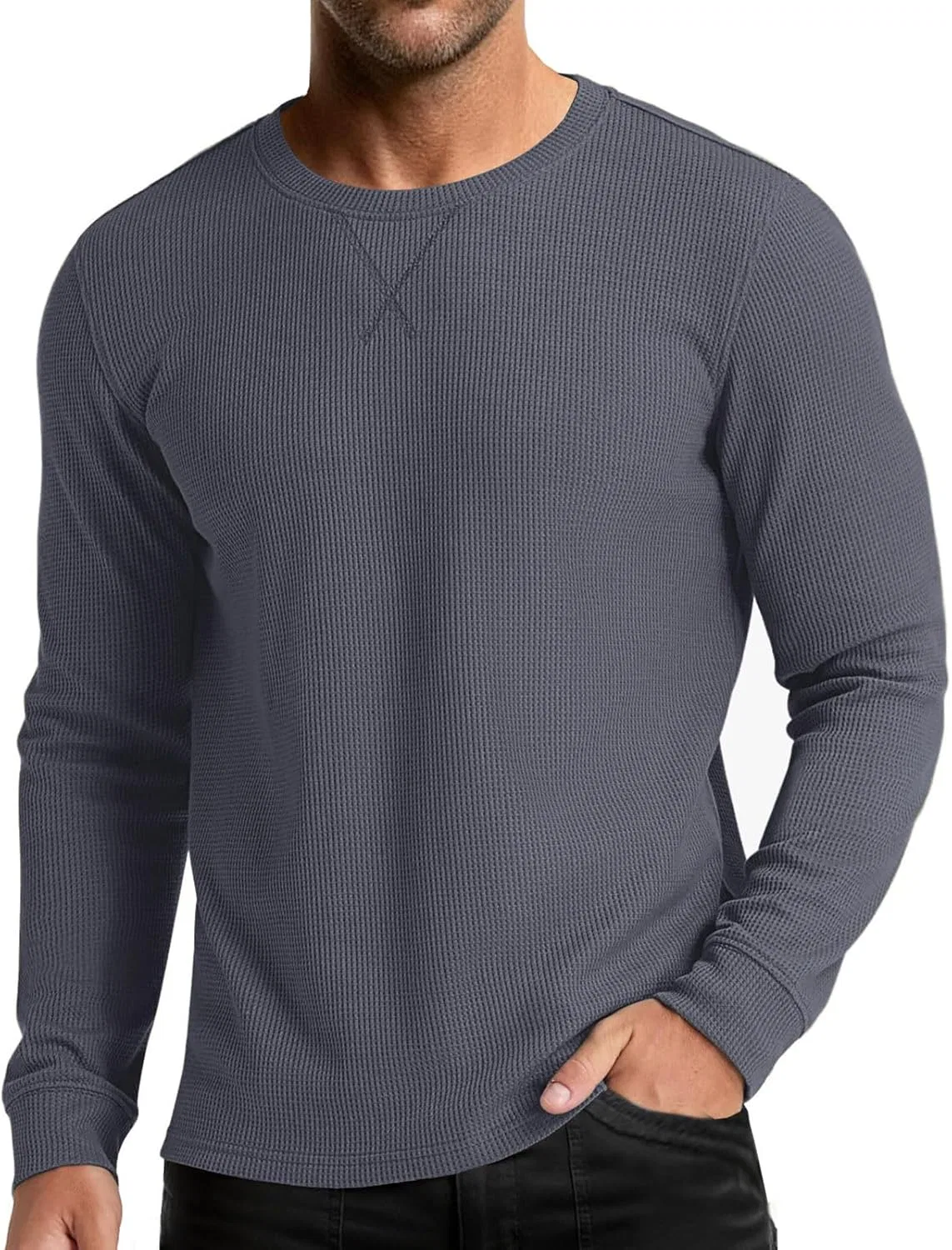 Мужская футболка с длинным рукавом Slim Fit Solid, Dark Gray — фото 2
