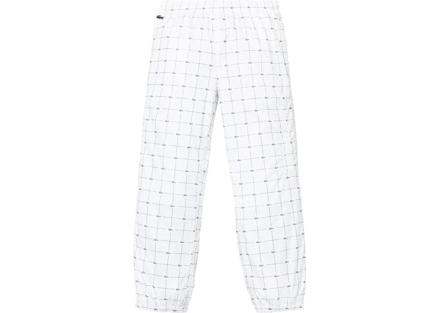 Мужские спортивные штаны с принтом Supreme Lacoste Reflective Grid Nylon Track Pant, White