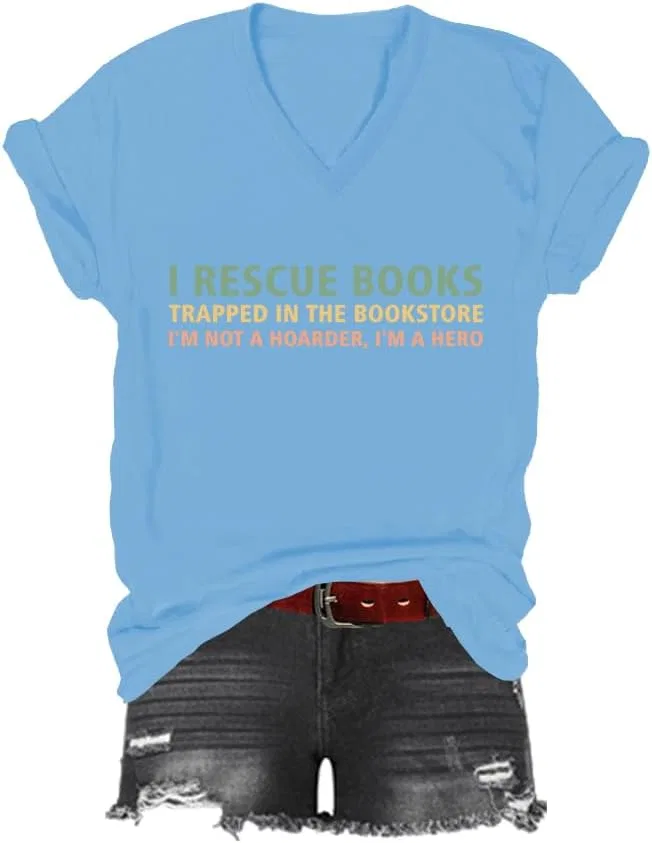 Унисекс футболка с принтом I Rescue Books Booksellers, Sky Blue