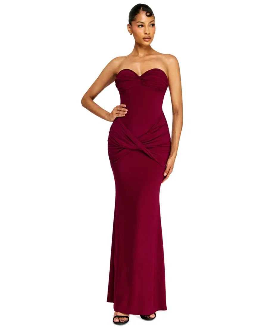 Платье вечернее с длинным рукавом, модель Long Sweetheart-Neck Gown Alex & Sophia, New Burg