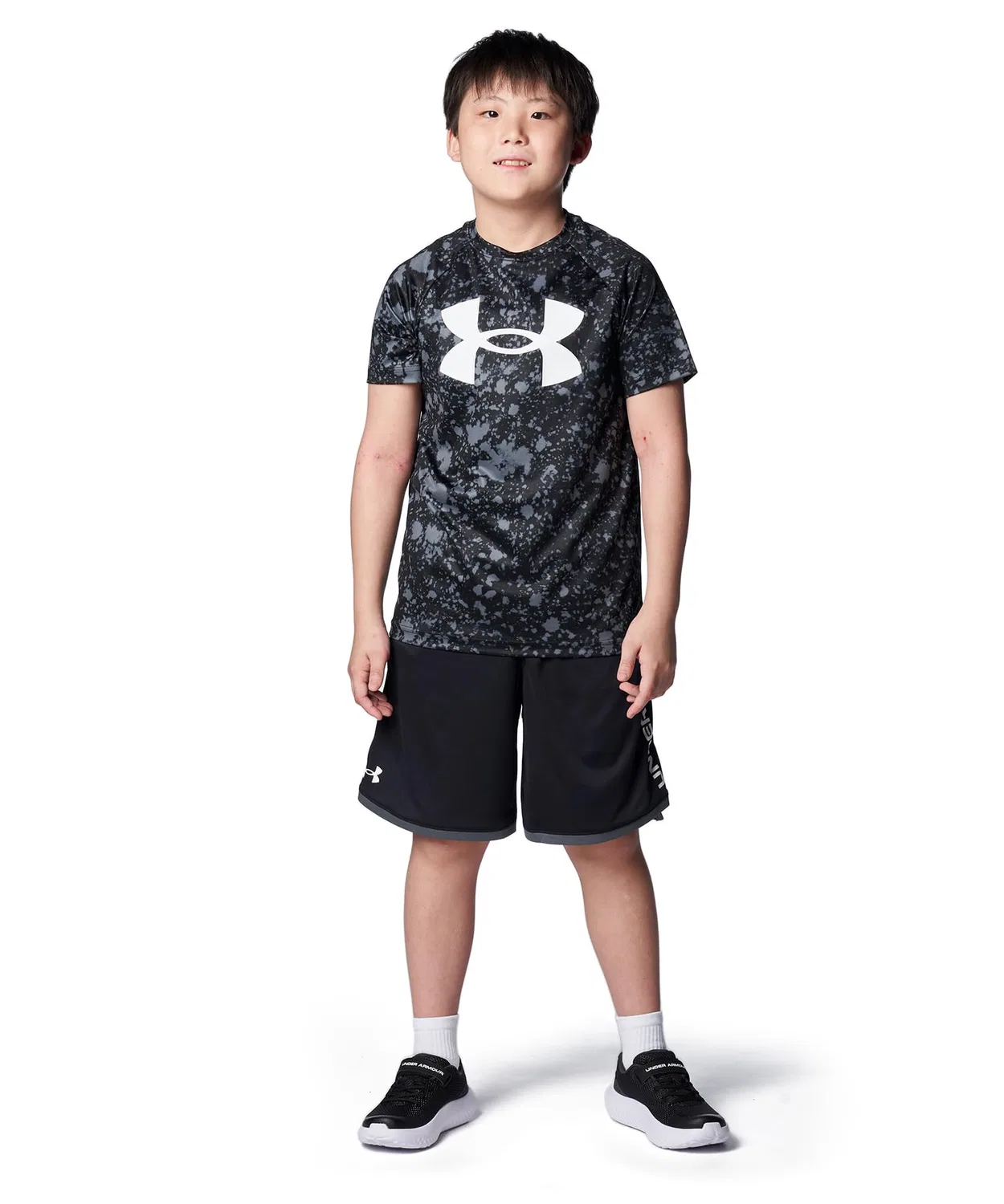 Детские кроссовки для бега с сетчатым верхом Under Armour Ua Bps Surge 4 Ac, Red/Black/Black — фото 2