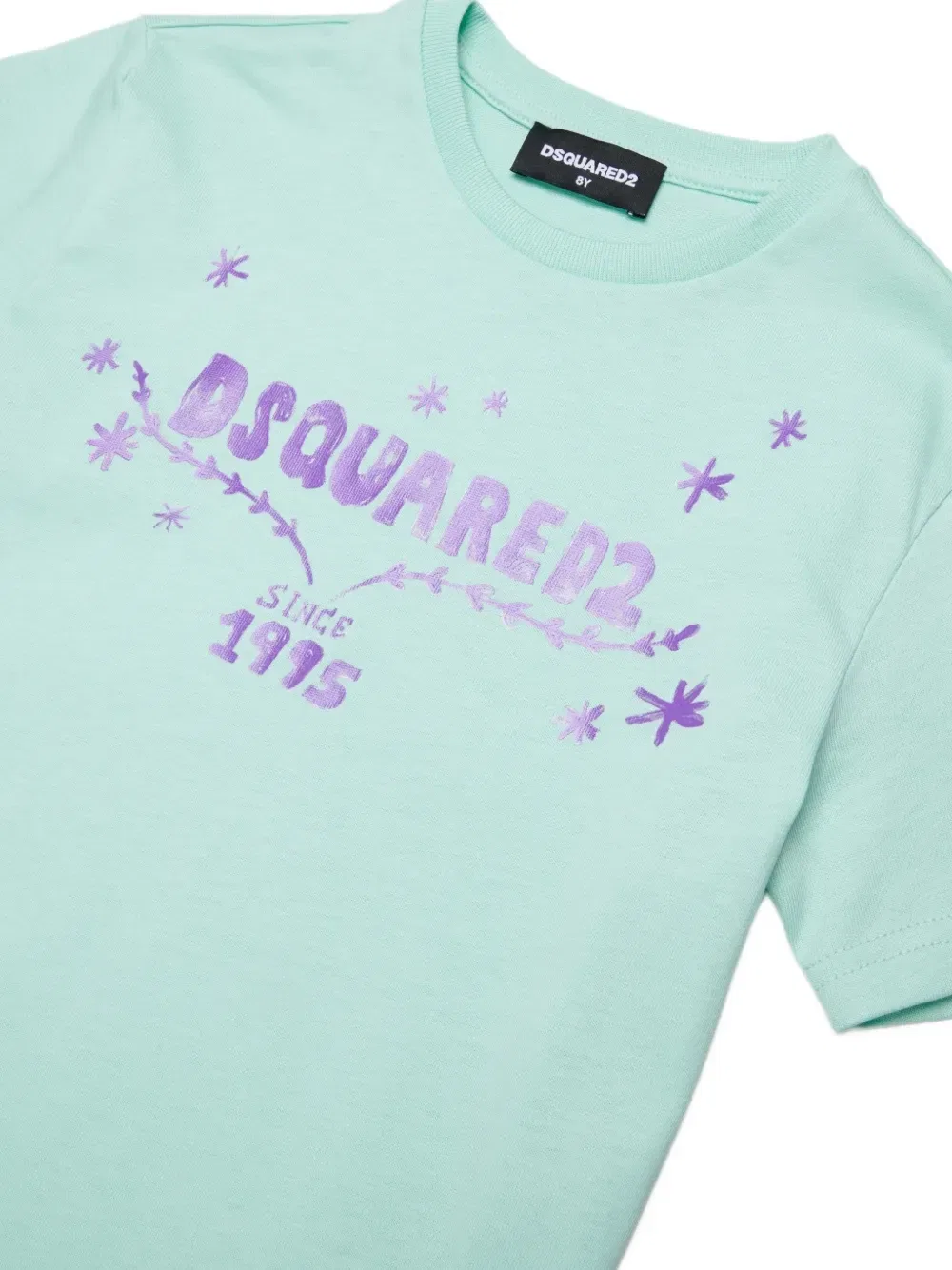 Футболка с логотипом и цветочным узором DSQUARED2 KIDS, зеленый — фото 3