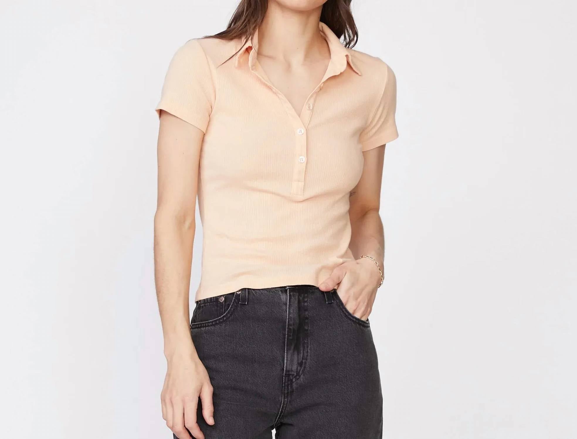 

Рубашка поло в рубчик Henley в цвете Desert Mist Monrow