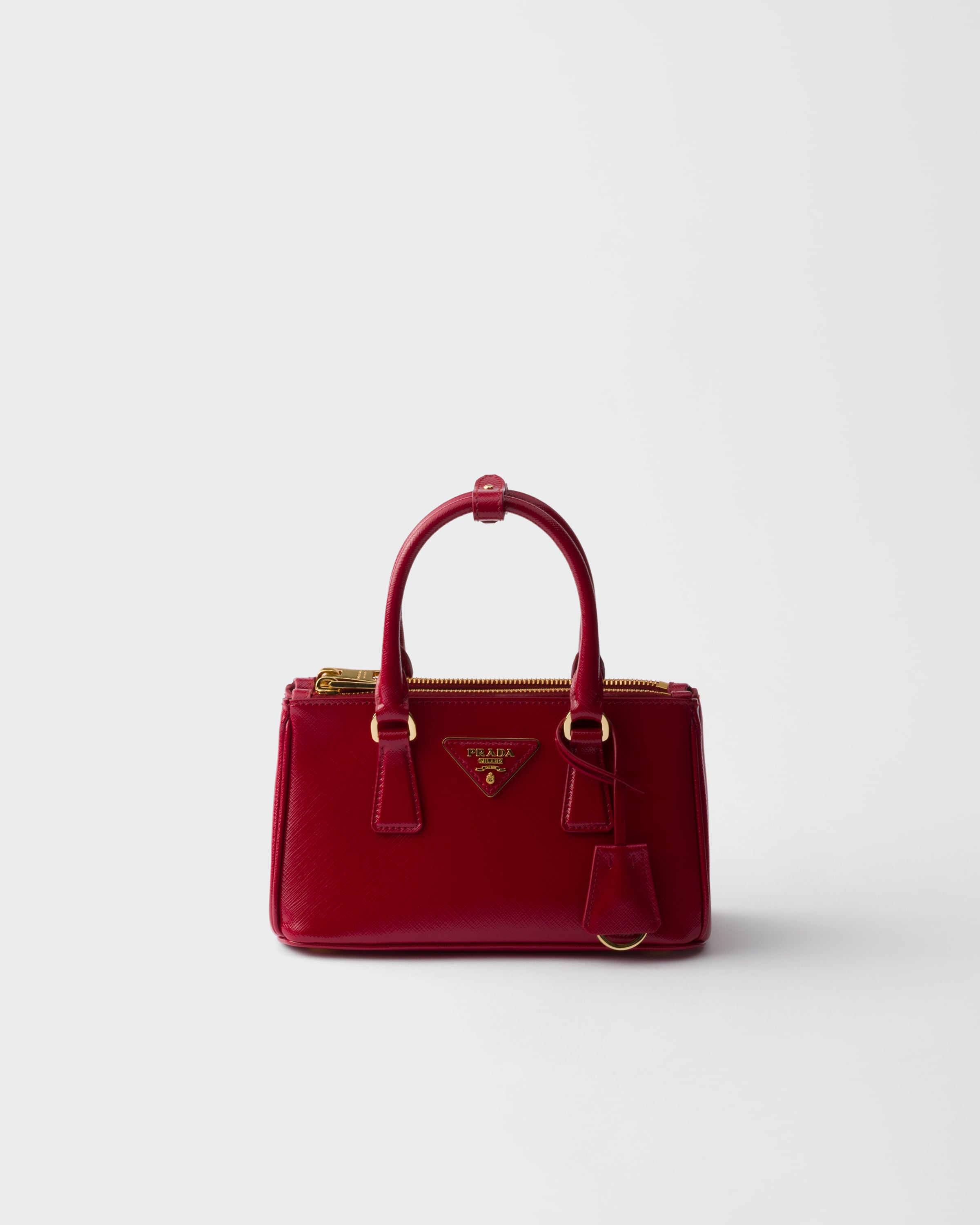 Мини-сумка Prada Galleria из лакированной сафьяновой кожи Prada, вишнево-красный