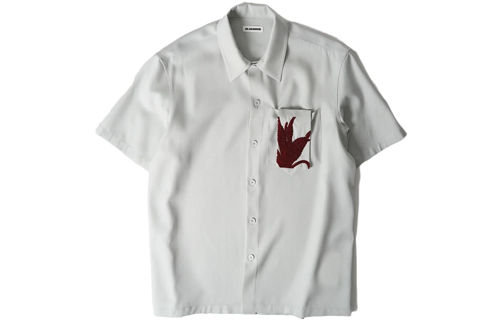 

Рубашка из хлопка с аппликацией JIL SANDER, светло-серый