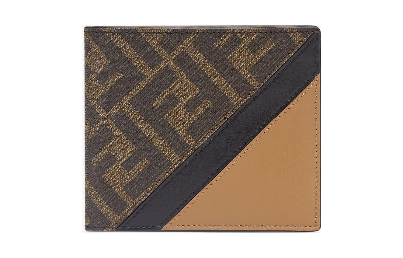 

FENDI Кошелек из коровьей кожи в стиле пэчворк, обычный мужской, коричневый