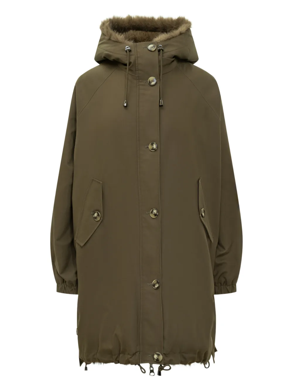 

Пальто с капюшоном и отделкой из искусственного меха Valentini 1972, зеленый