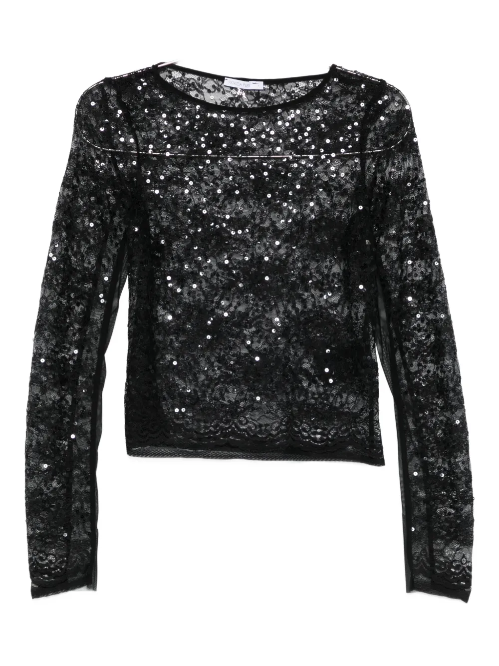

Топ с длинными рукавами, украшенный пайетками Patrizia Pepe, черный