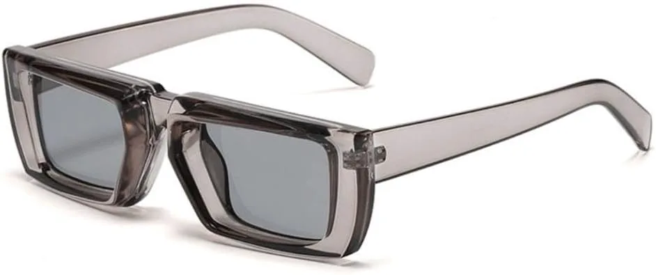 

Маленькие солнцезащитные очки для женщин, модный тренд, стимпанк, мужские винтажные роскошные прямоугольные солнцезащитные очки в стиле панк DSXLY, D-c4-gray