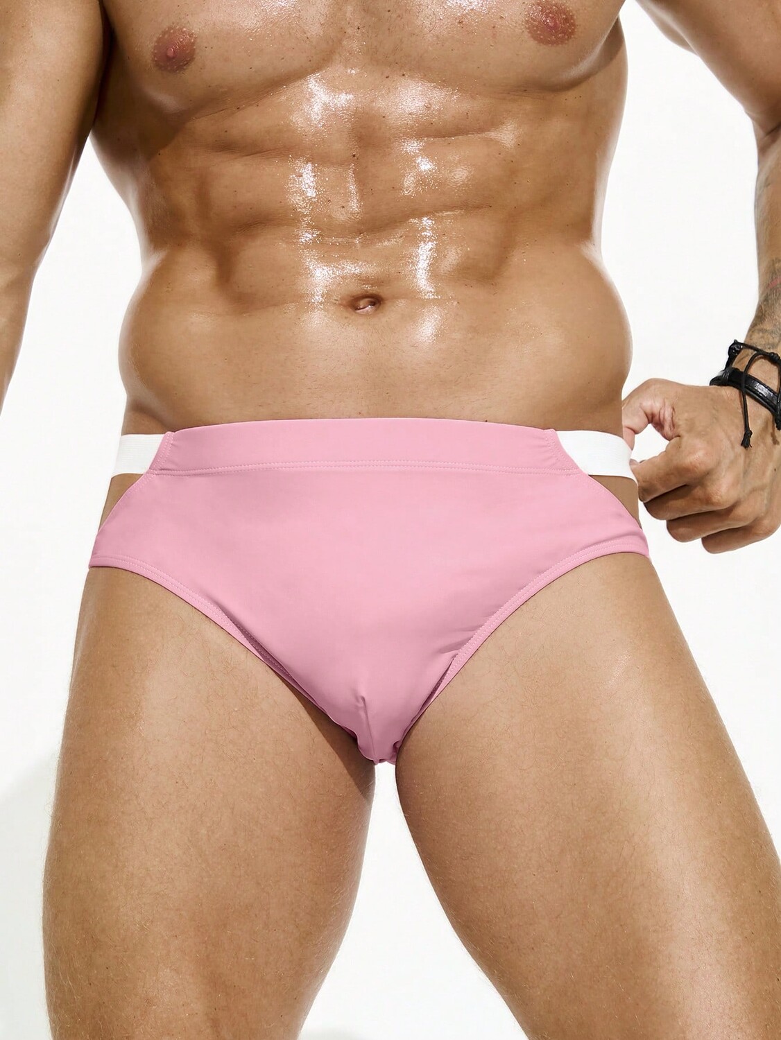 

Мужские плавки Manfinity Swimmode с цветными блоками и треугольными вырезами, пастельно-розовый