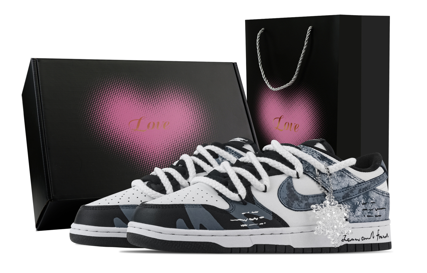 

Nike Данк Полярный Шторм, устойчивые к истиранию и скольжению скейтборд кроссовки с сердечками на коробке, низкие, унисекс, черно-синие, цвет Black Blue