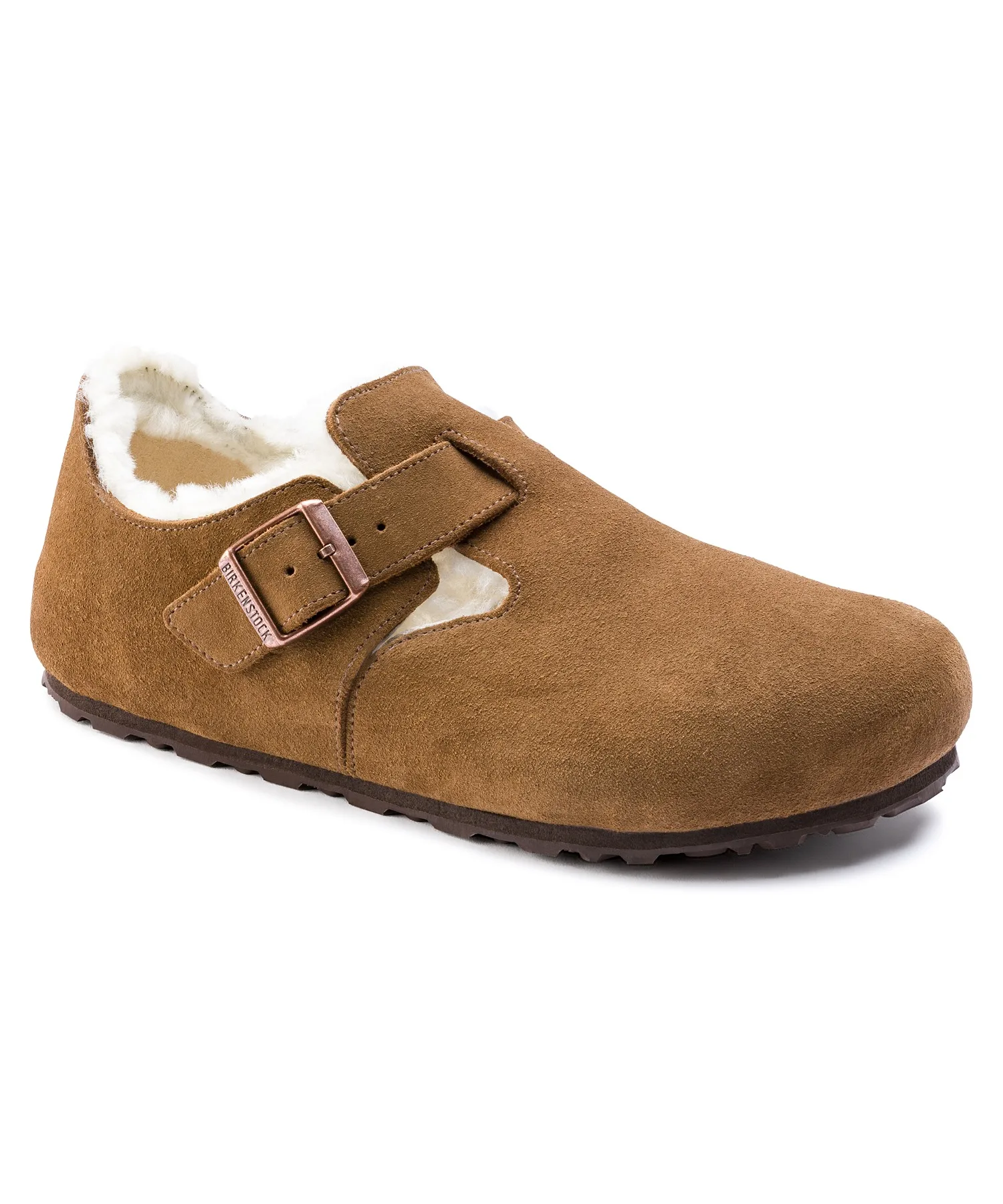 Унисекс Слипоны Birkenstock London Suede Shearling светло-коричневые