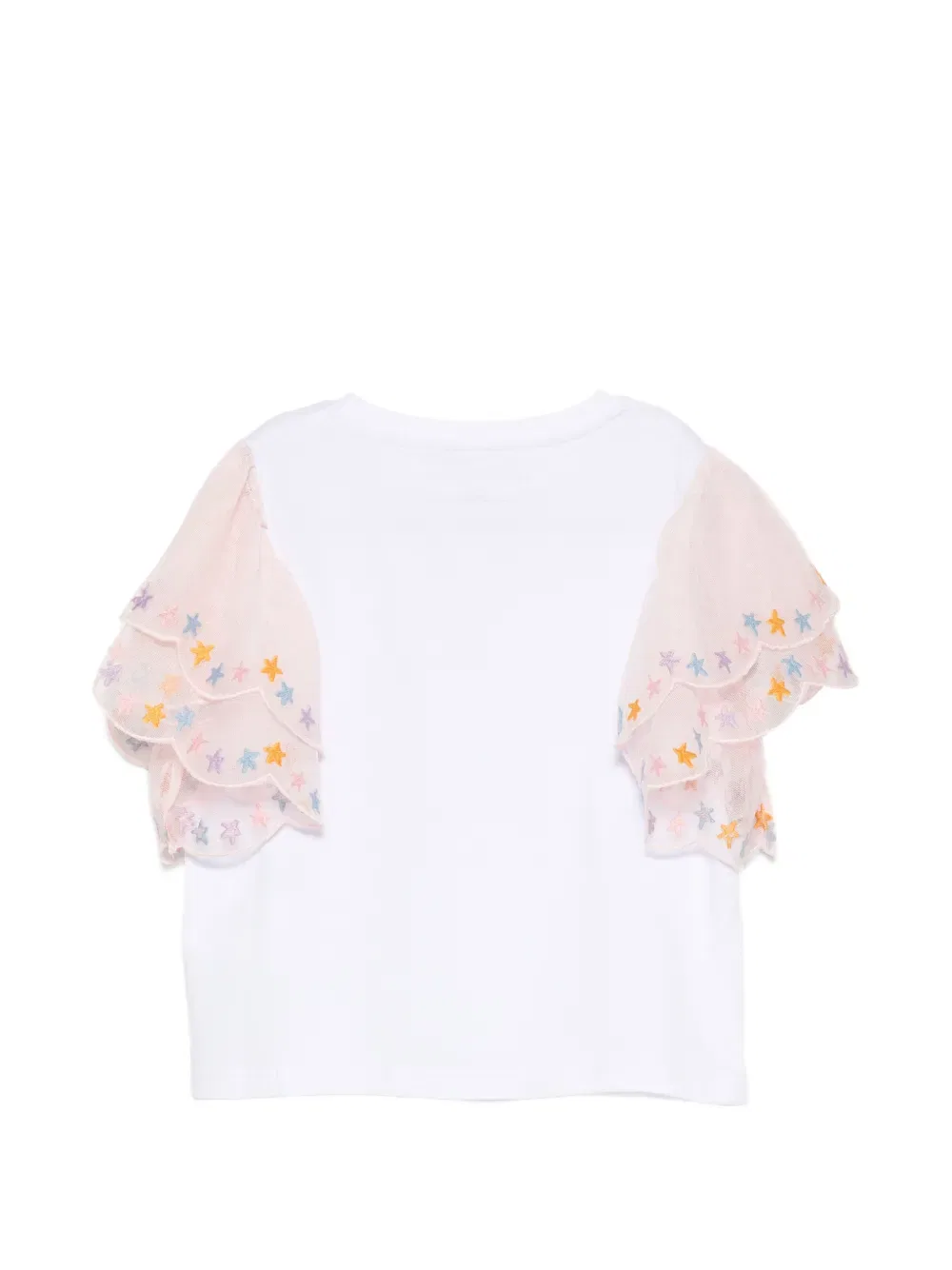 Футболка с круглым вырезом и рукавами с оборками Stella Mccartney Kids, белый — фото 2
