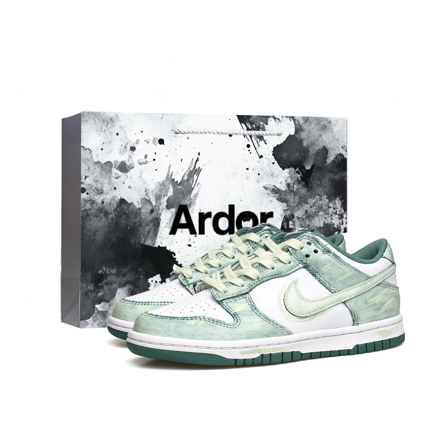 

Nike Dunk Wadi Leather Abrasion Resistant Height Increasing Low top детские скейтбординг кроссовки White Green для подростков