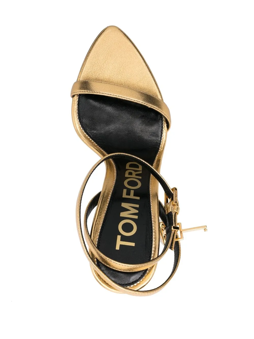 Босоножки Padlock 115 с эффектом металлик TOM FORD, золотой — фото 4