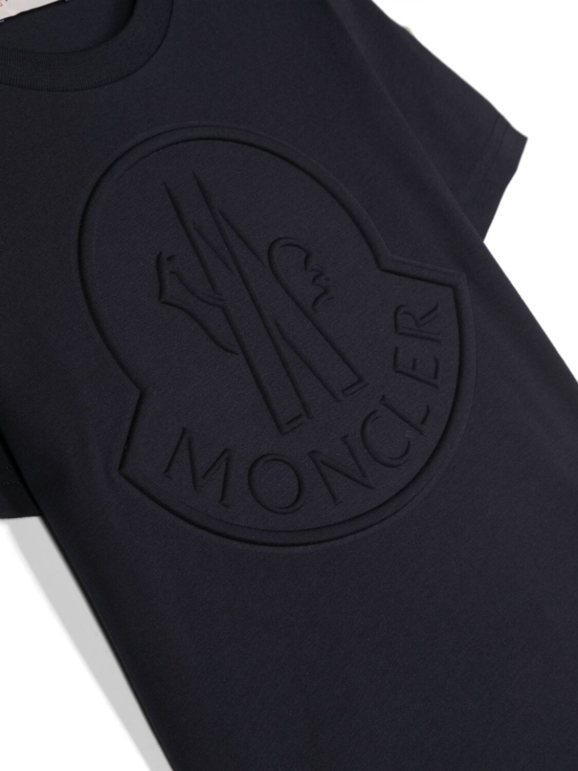 Moncler Enfant футболка с тисненым логотипом, синий — фото 3