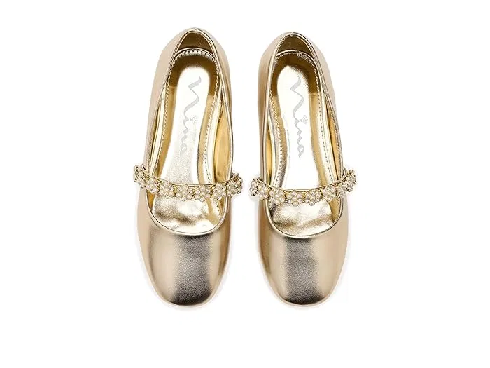 Туфли с декором Joansie Nina Kids, Light Gold — фото 3