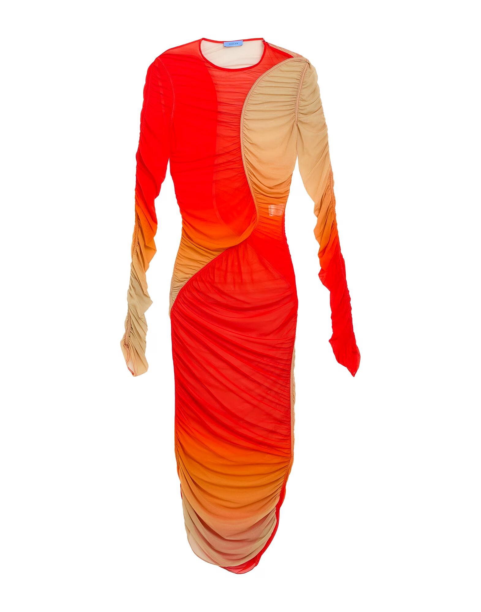 

Платье миди Mugler, томатно-красный