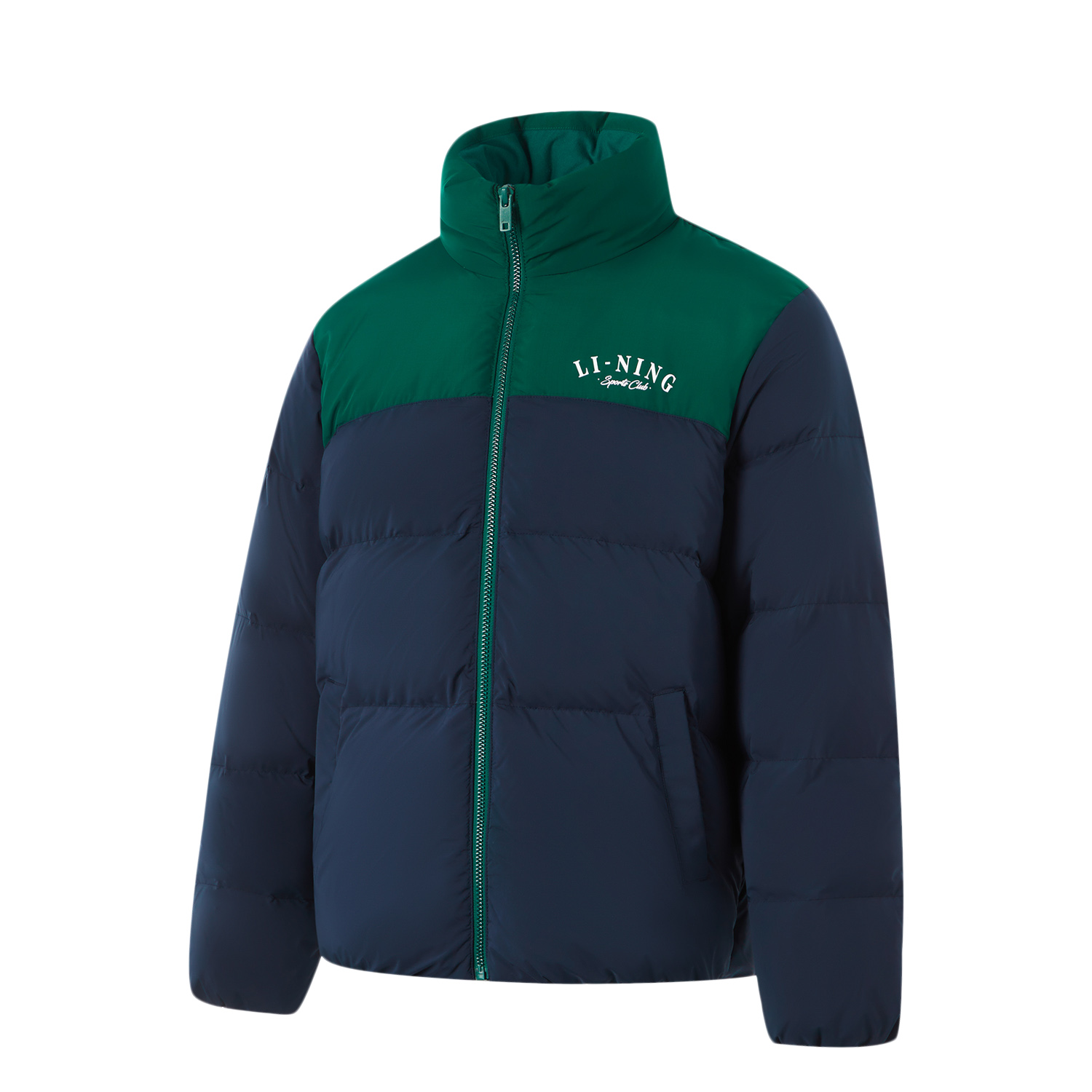 

LINING Спортивная куртка пуховик, Deep Navy Blue/Sage Green