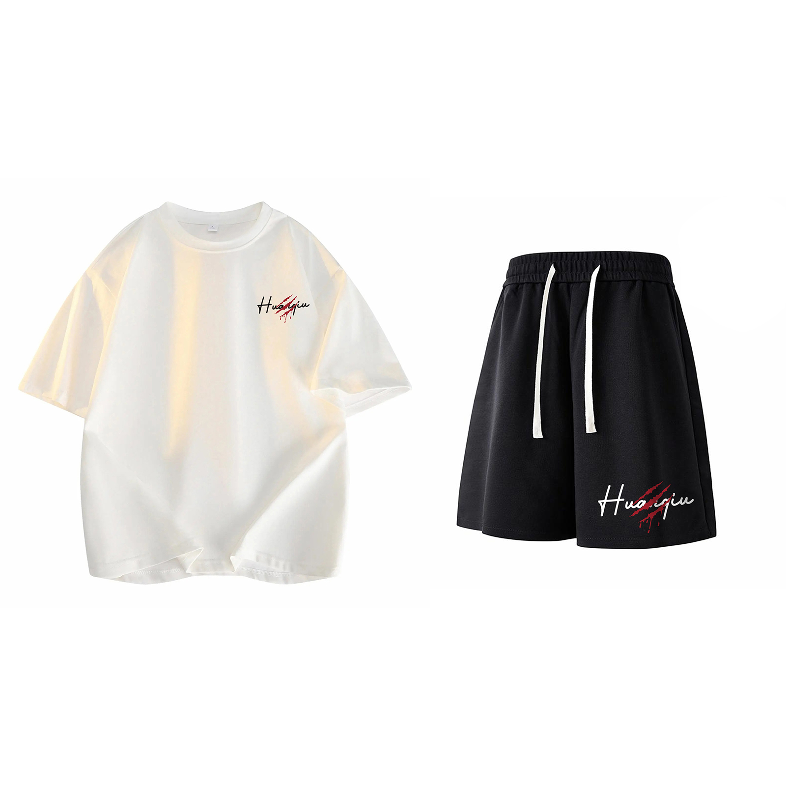 

Повседневная спортивная одежда Unisex HUANQIU, clothing sets[белый ( черный ) t-shirt+черный ( белый ) shorts]