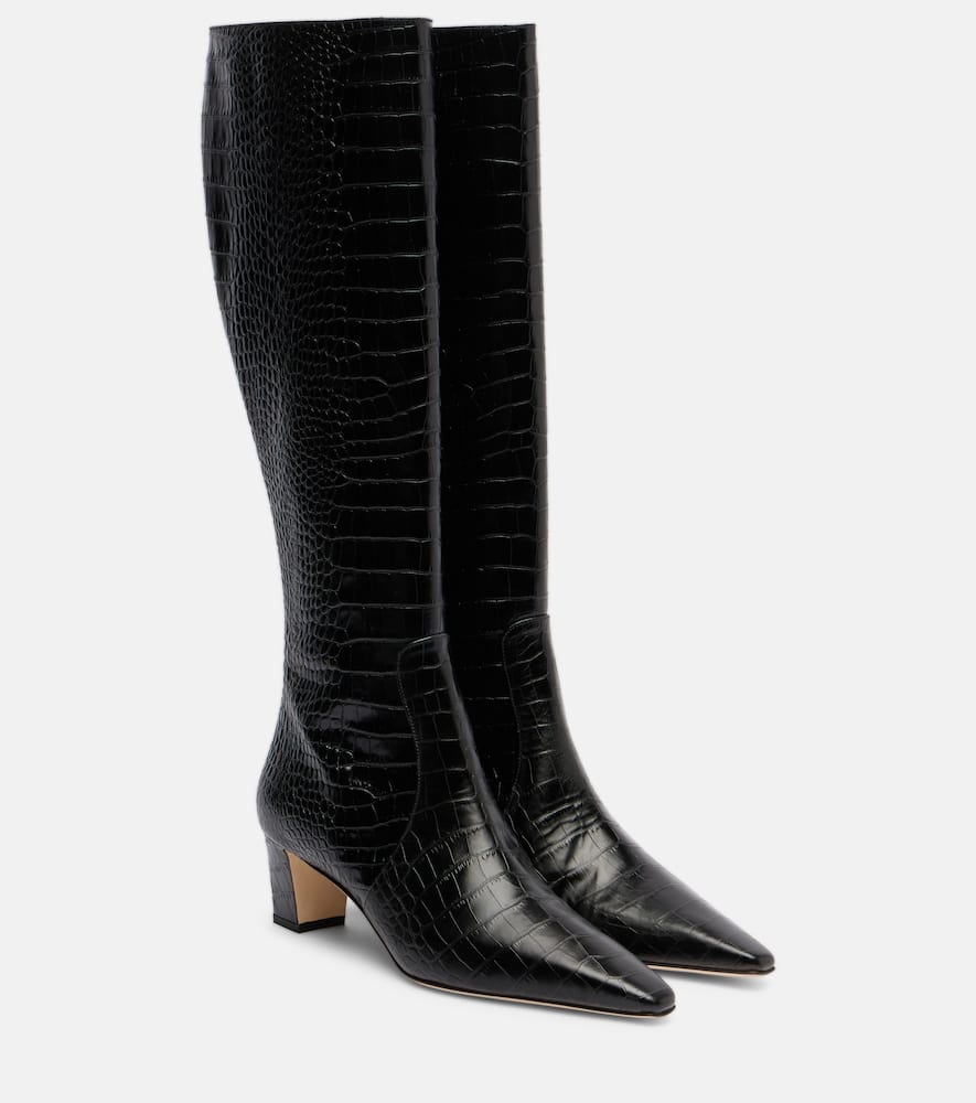 Кожаные ботинки Penelope до колена Manolo Blahnik, Blck 0015
