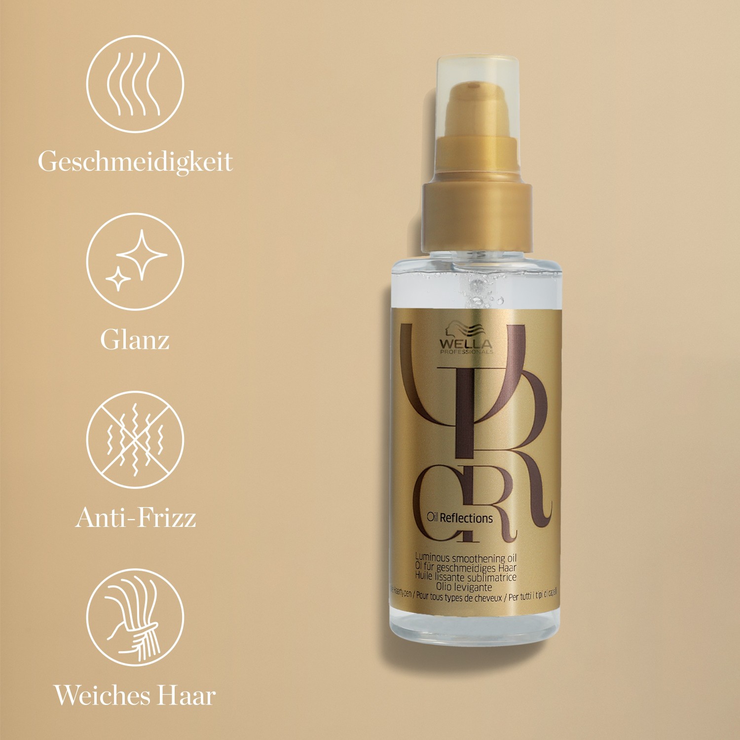Масло для волос oil reflections smoothing oil Wella Professionals, объем 100 мл — фото 4