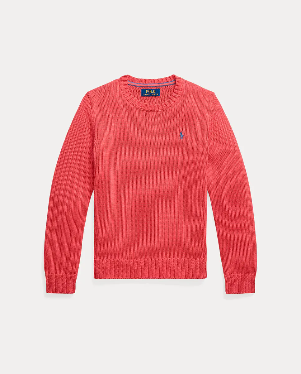 

Детская хлопковая футболка с круглым вырезом Polo Ralph Lauren, красный