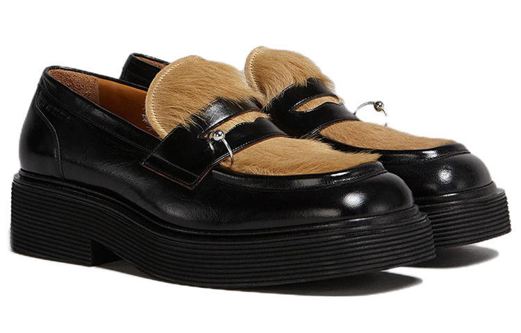 Marni Мужские туфли на платформе, черный с бежевым — фото 4