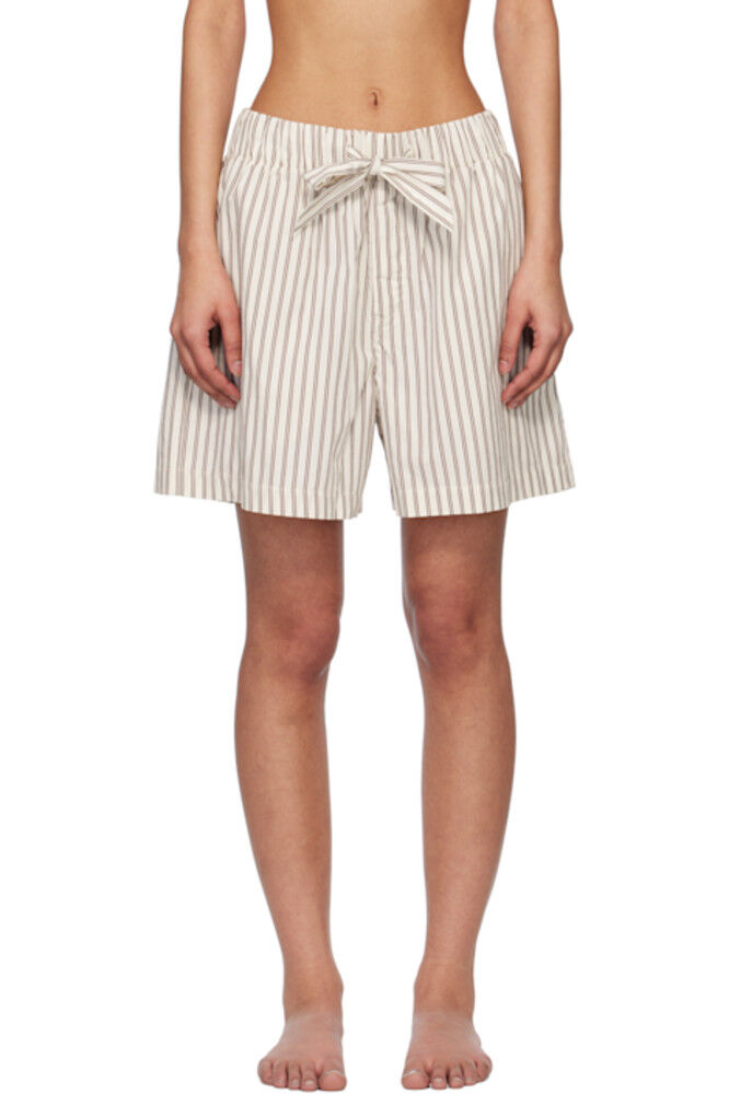 

Пижамные шорты из поплина цвета «off-white & brown» Tekla