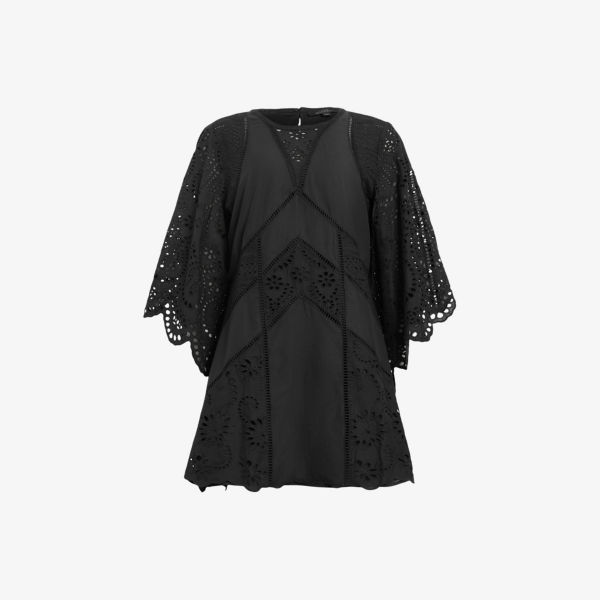 

Люси платье мини из хлопка с вышивкой Allsaints, черный