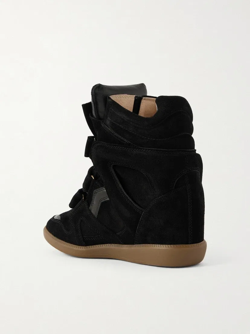 Кроссовки на танкетке Bekett из замши с кожаной отделкой от ISABEL MARANT, черный — фото 3
