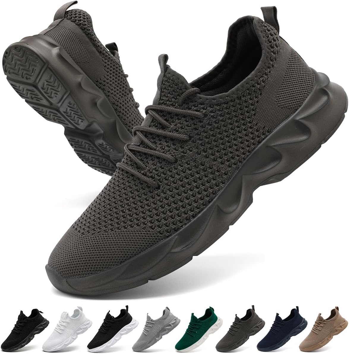 

Мужские легкие теннисные и спортивные кроссовки с дышащей сеткой, противоскользящие, для работы и ходьбы, удобные для спорта Xkowuo, темно-серый