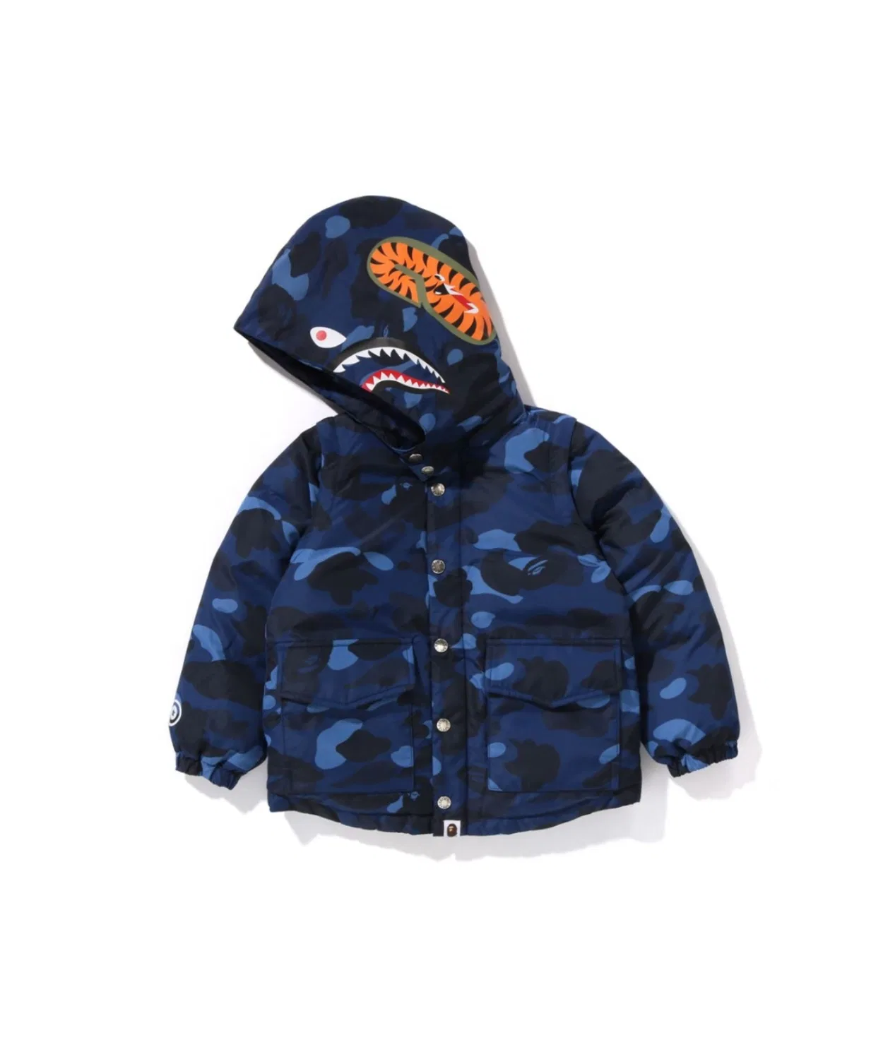 Пуховик с камуфляжным принтом A BATHING APE COLOR CAMO SHARK 4WAY DOWN JACKET, тёмно-синий — фото 2