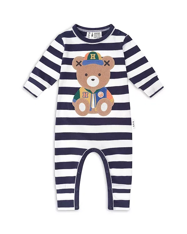 Детский боди-комбинезон для мальчиков с длинным рукавом Varsity Hux Romper Huxbaby, темно-синий