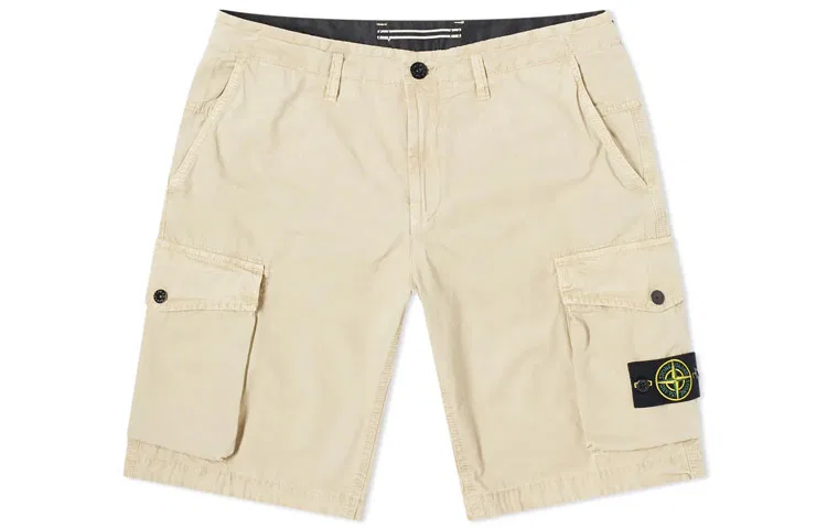 Шорты карго из хлопкового канваса, STONE ISLAND, Beige Yellow