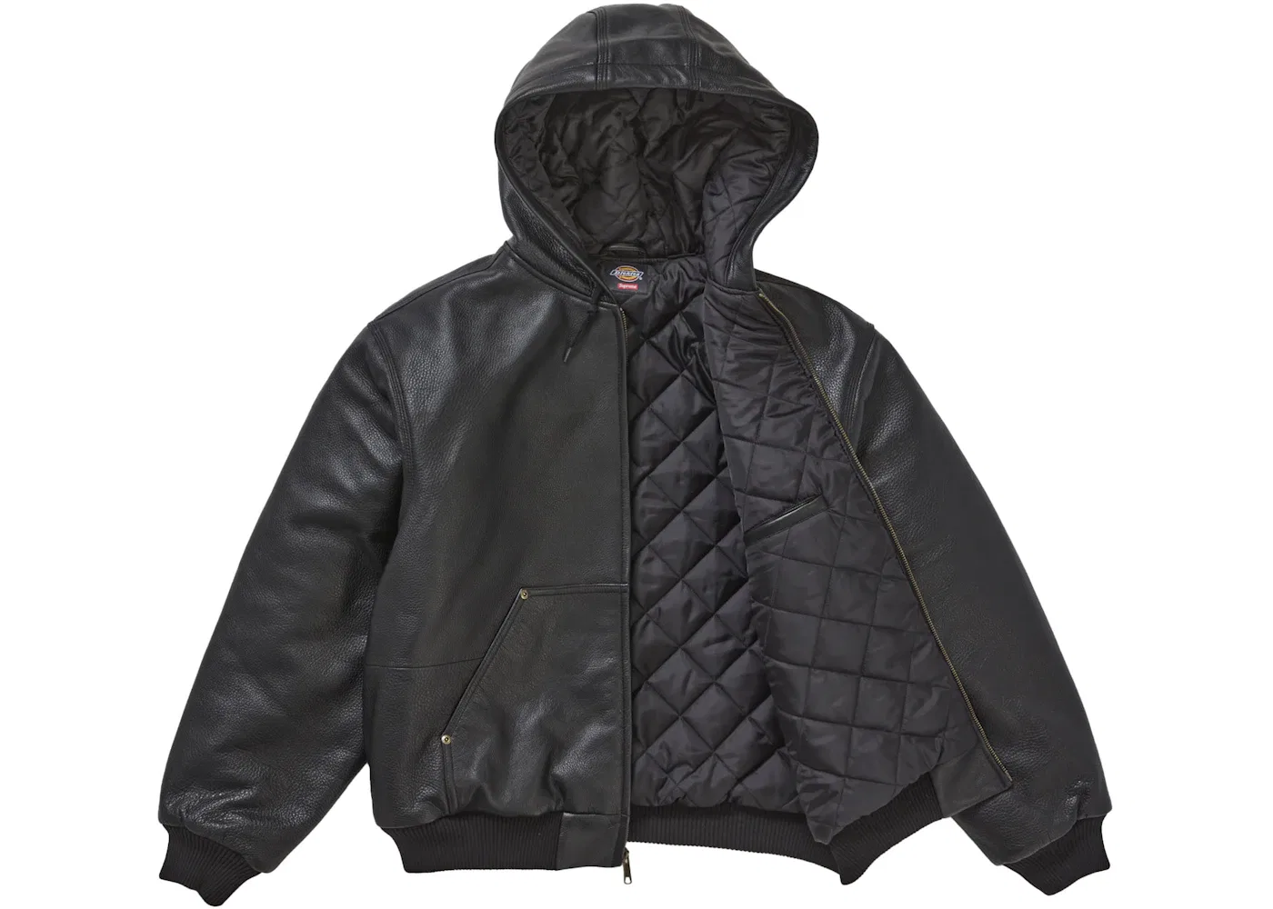 Мужская куртка из кожи с капюшоном Supreme Dickies, Black — фото 2
