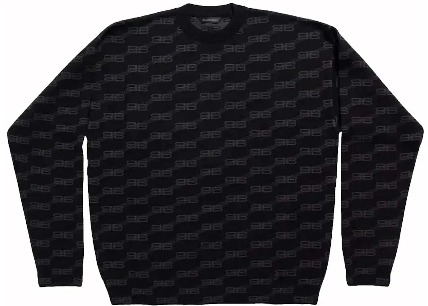 Мужской свитшот с принтом Balenciaga BB Monogram Crewneck, Black