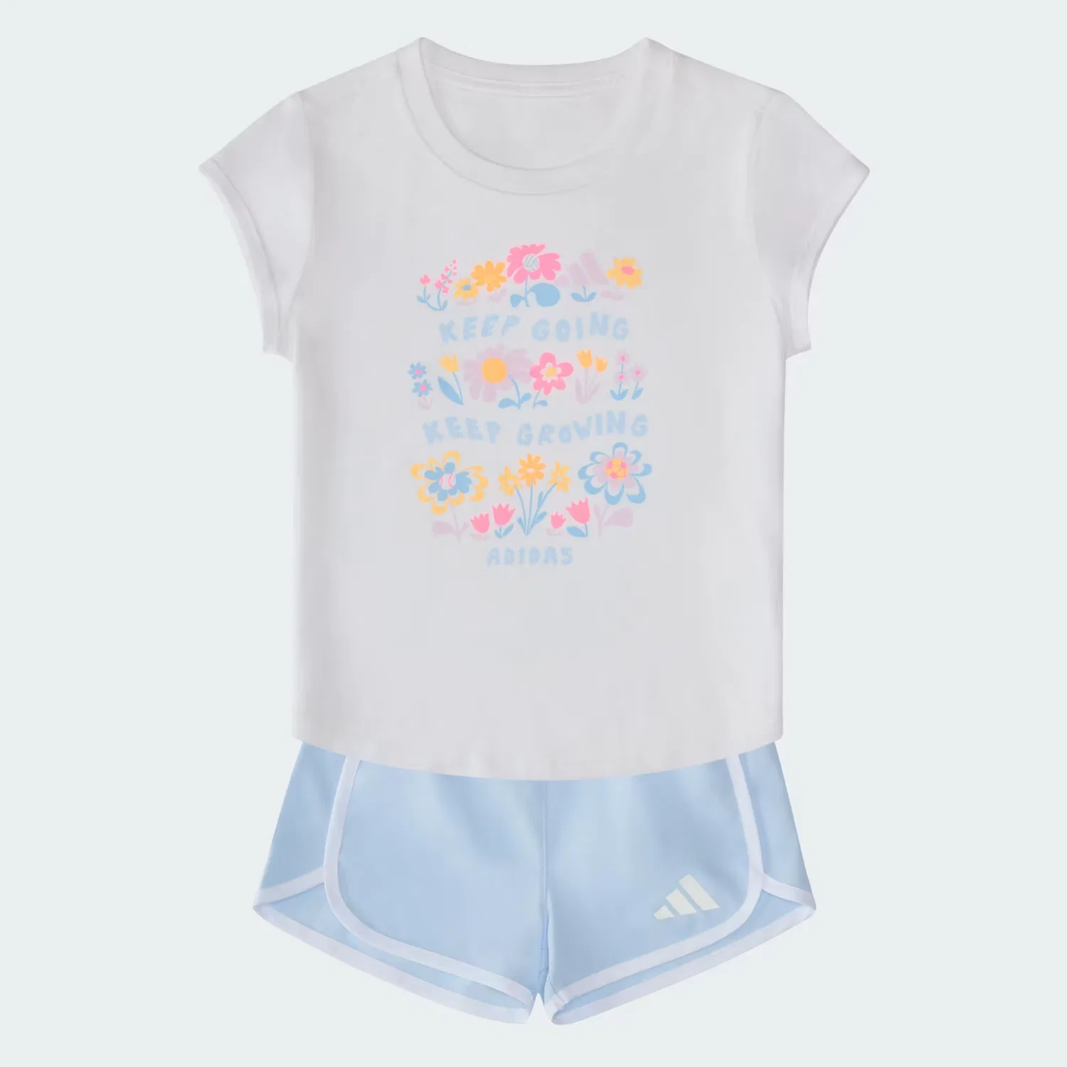Детский комплект с принтом из футболки и шорт N Cap Sleeve Tee Woven Short Set Adidas Sportswear, белый