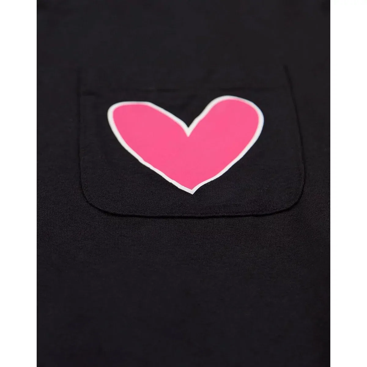 Детская футболка с длинным рукавом с принтом Heart Graphic Trimmed Pocket MeMoi, Black — фото 4