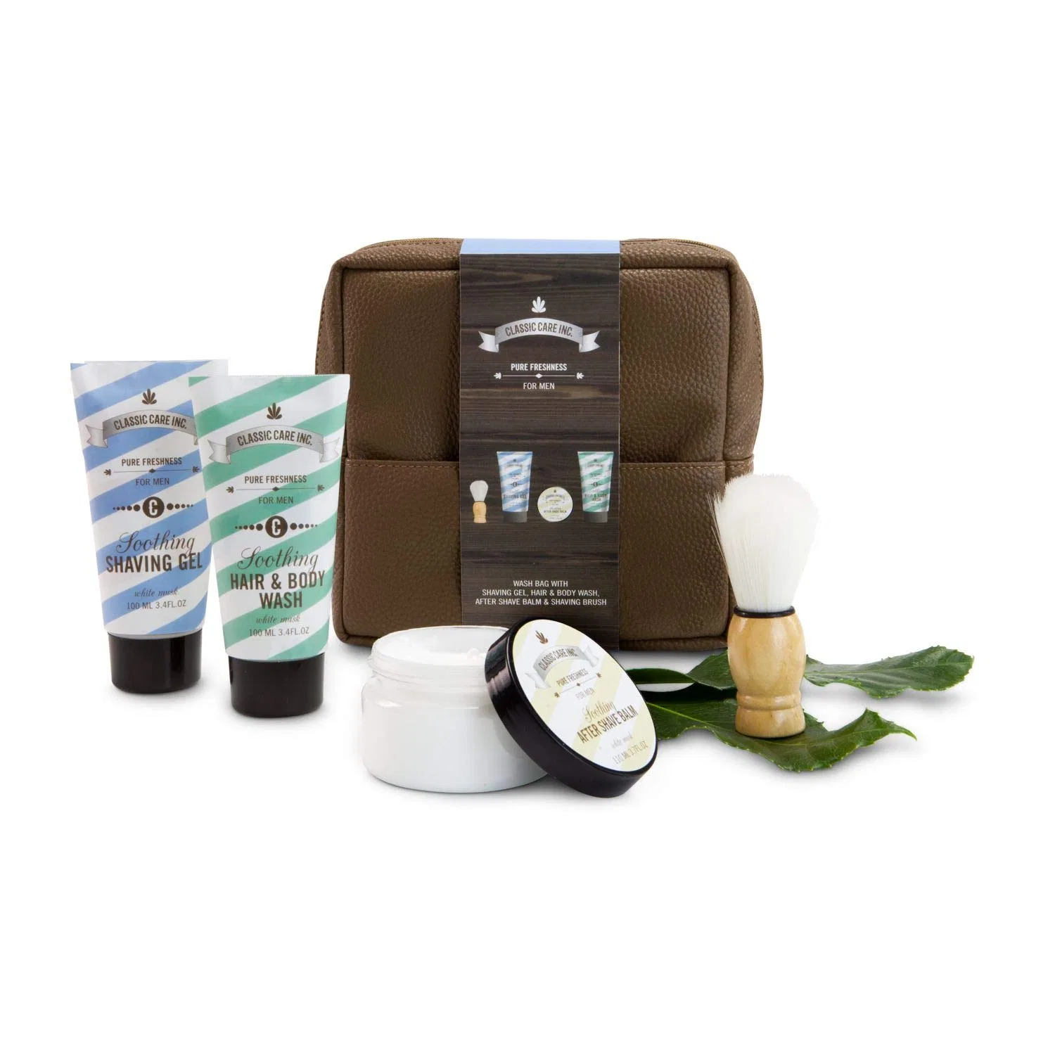 Набор для ухода Classic Care, Römer Wellness, 4 предмета: гель для бритья 100 мл, гель для душа и шампунь 2-в-1 100 мл, бальзам после бритья 110 мл, кисть для бритья, 19x6x19 см