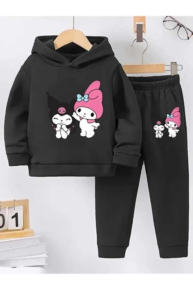 Детский спортивный костюм для девочек с принтом Kuromi Design Daxia, Black