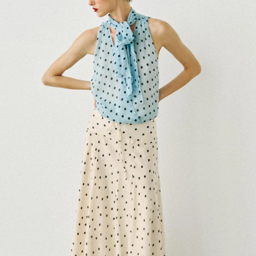 Женский топ без рукавов с V-образным вырезом ZARA, Blue — фото 4