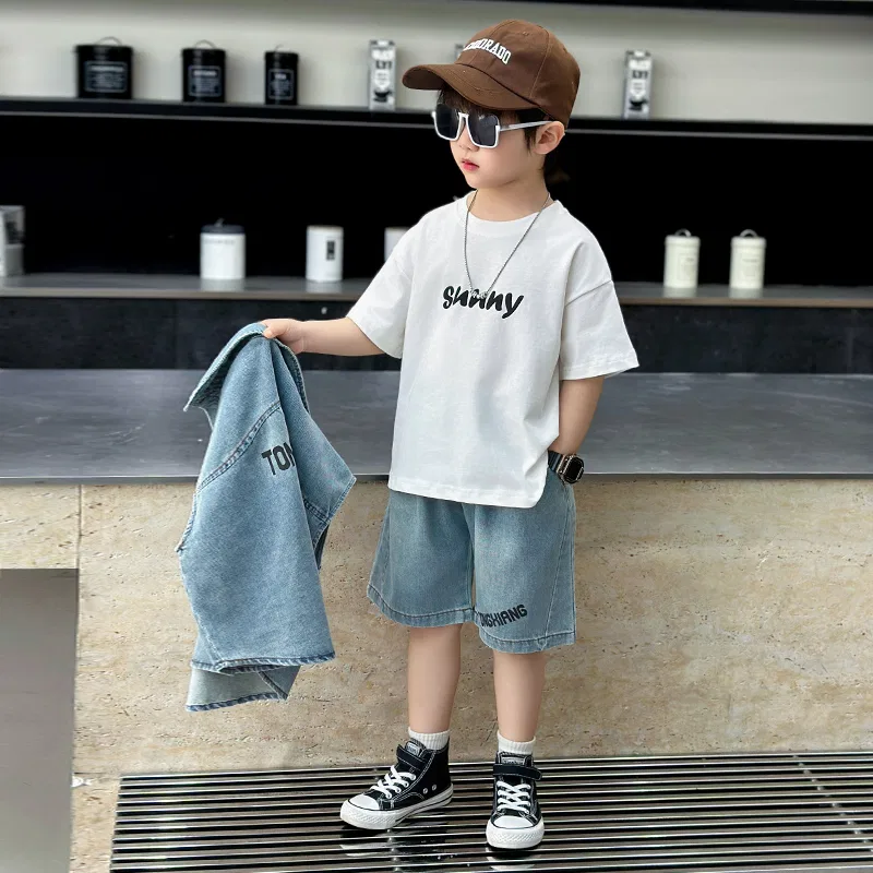 Детский комплект спортивной одежды с футболкой CITY BOY MADALLO, Blue Set With T-Shirt — фото 4