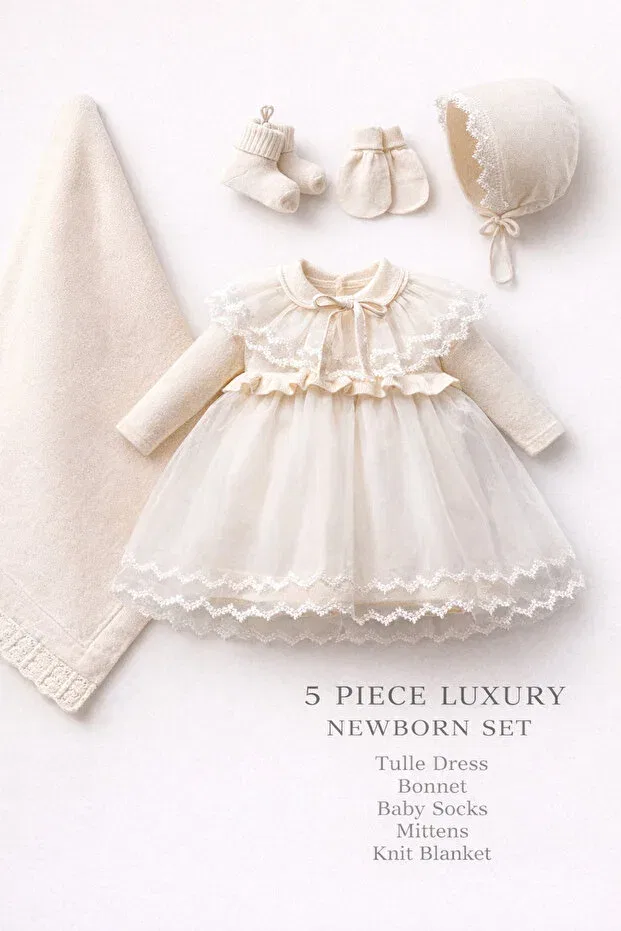 Детский комплект для новорожденных с кружевом Serena lace Naka Concept, Beige — фото 4