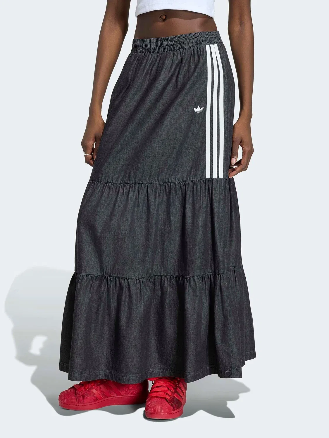 Юбка джинсовая Summer Glow Denim Skirt adidas Originals, черный деним