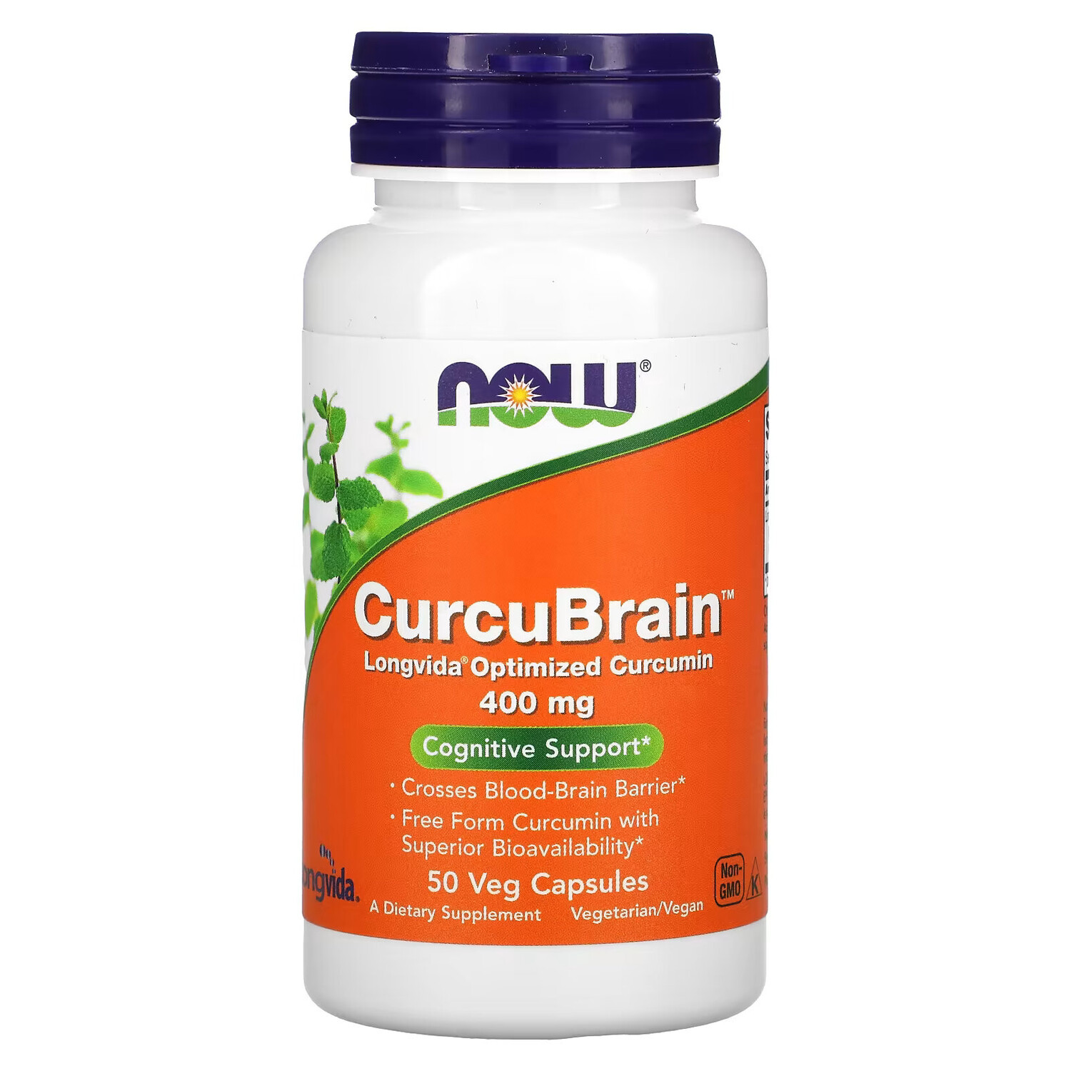 

NOW Foods, CurcuBrain, когнитивная поддержка, 400 мг, 50 растительных капсул
