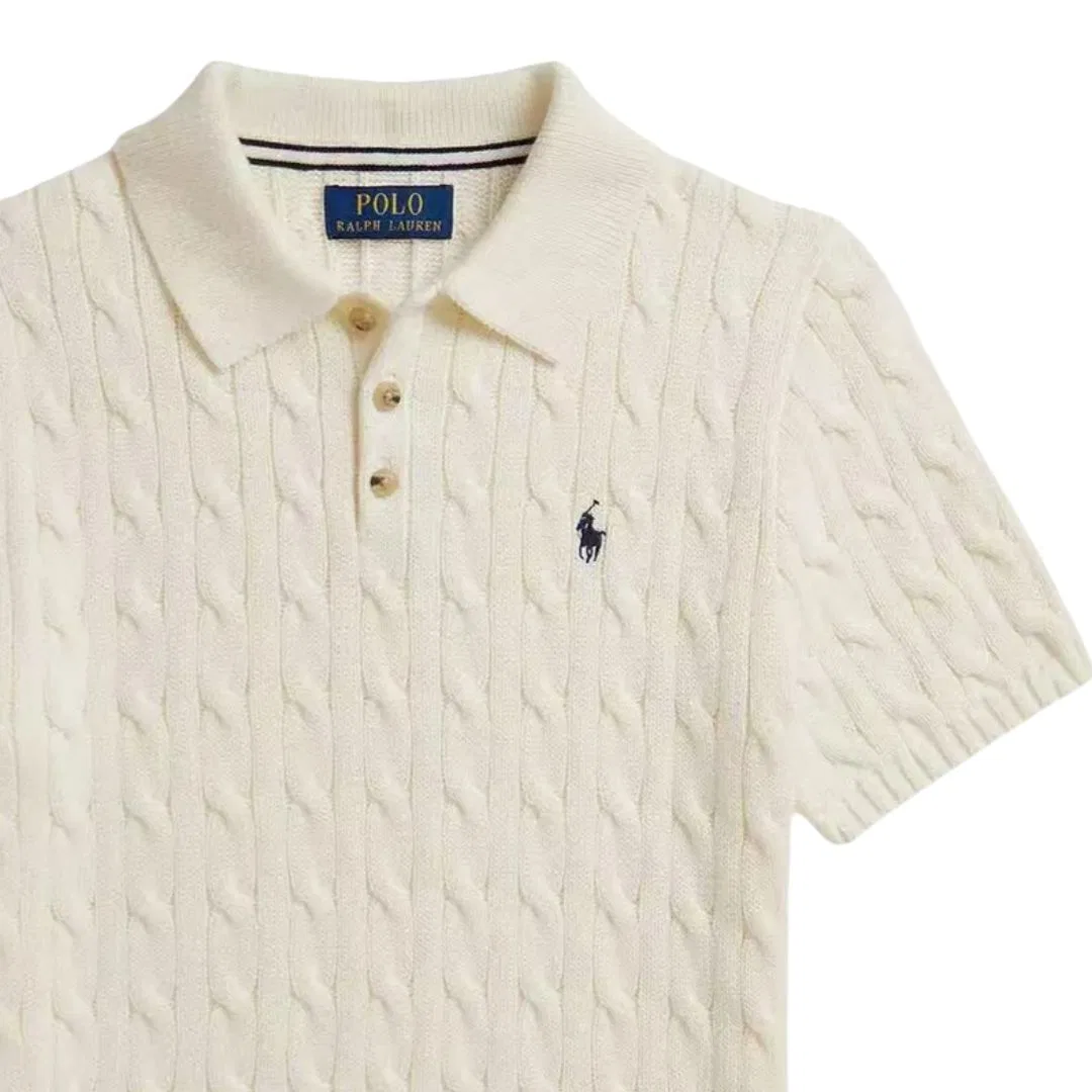 Детский свитер с поло-воротником Polo Ralph Lauren, Белый — фото 4