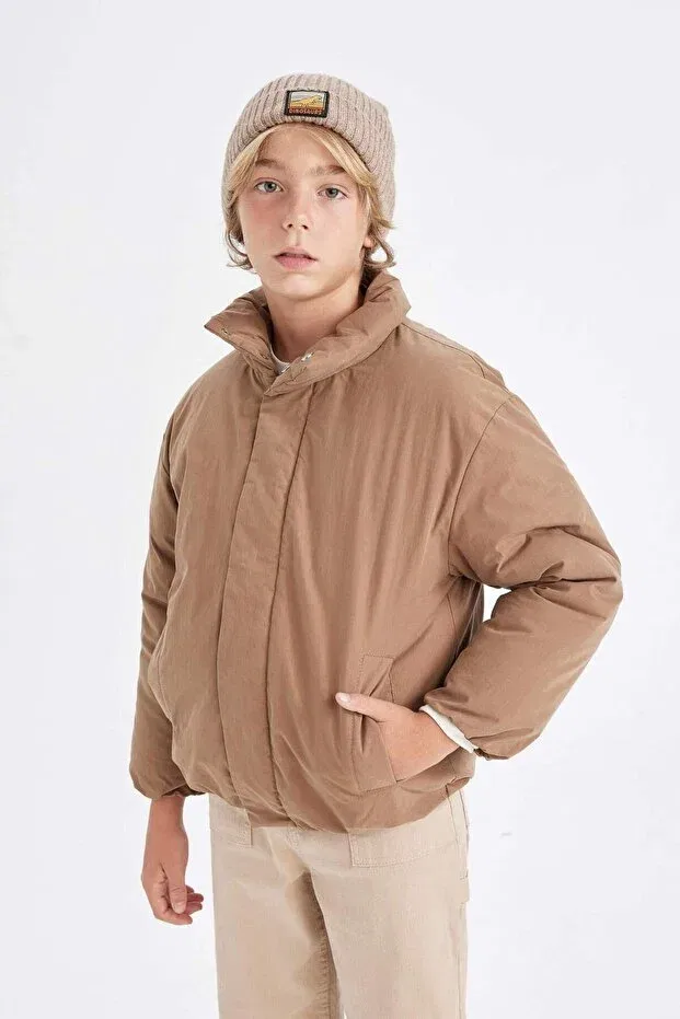 Детское пальто для девочек водонепроницаемое с длинным рукавом Defacto, Beige-Bg711