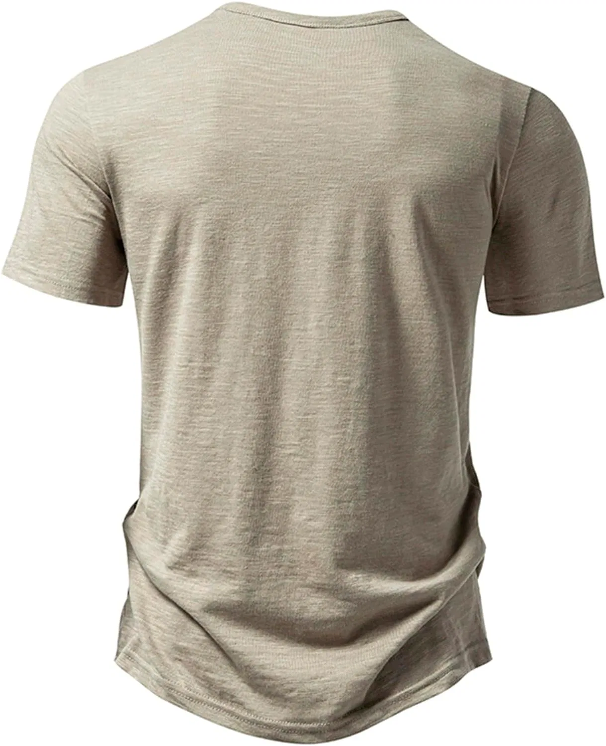 Мужская футболка с V-образным вырезом Henley, Khaki — фото 3